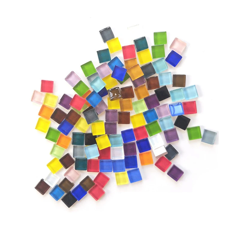 

50 Pieces 10*10*4mm Colored Glass Square Puzzle Game Pieces For Creative hand DTY Board games