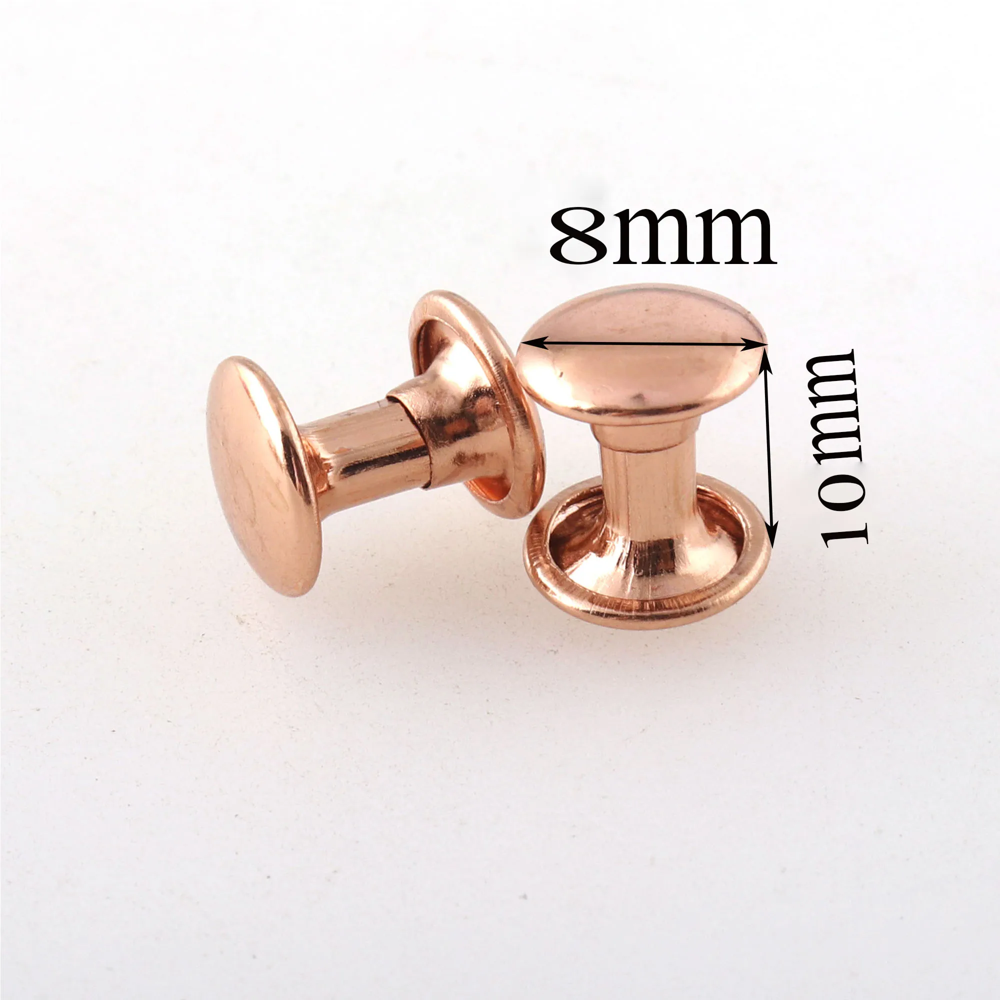 Rose Gold Rivet Studs Double Caps Rivets for Leather and Crafts Round Rivet Metal Buttons Used in Belts Leathers Bags 8 mm