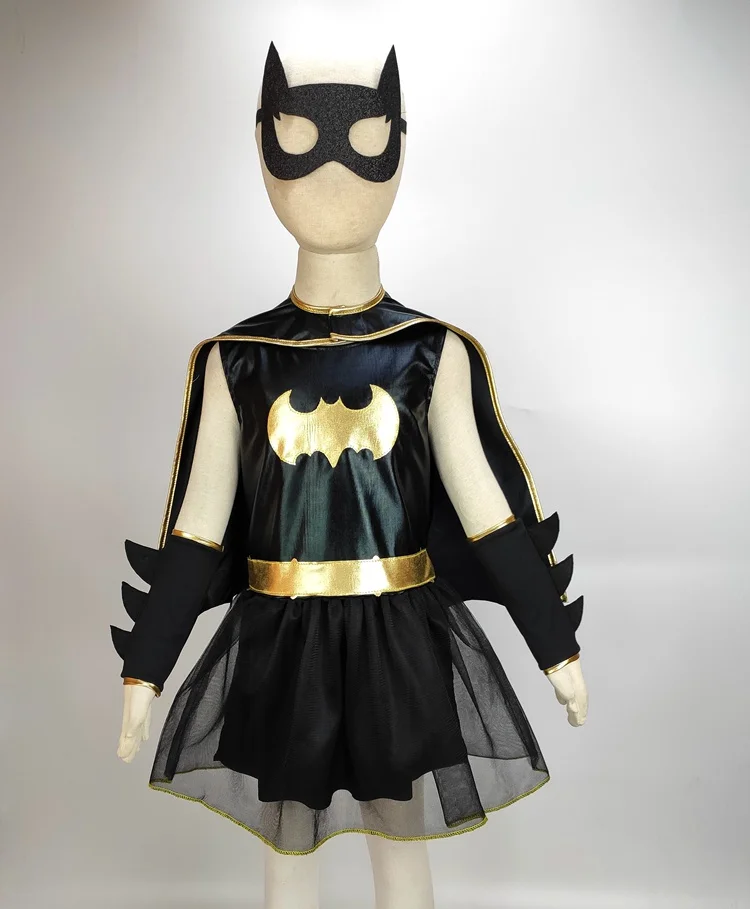 2020 BAT Girls Costume for Kids TuTu Dress  Halloween Costume (3-9Years) 4pcs/1set Party Dress Excellent sewing