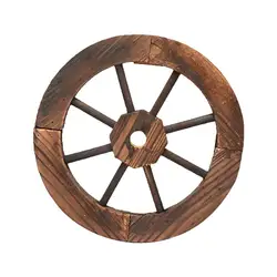 Wagon Wheel Wall Decor Vintage Rustic Round Wood Cartwheel With Steel Rim Decorative Hang Wooden Crafts Suitable For Studio G