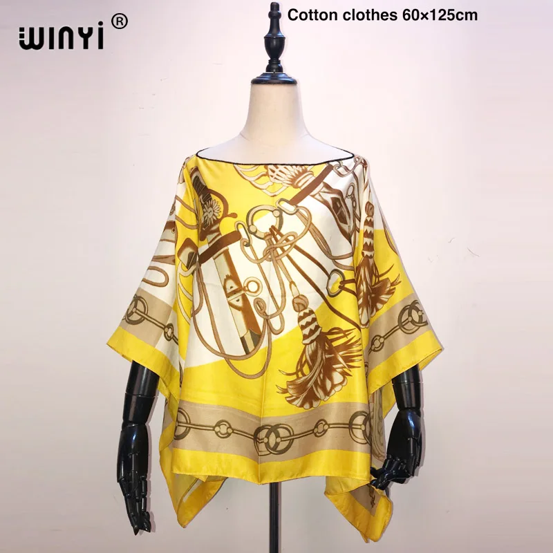 WINYI 2021Stunning floral printed Bohemian Silk kaftan top clothes loose batwing sleeve beach women top short clothes