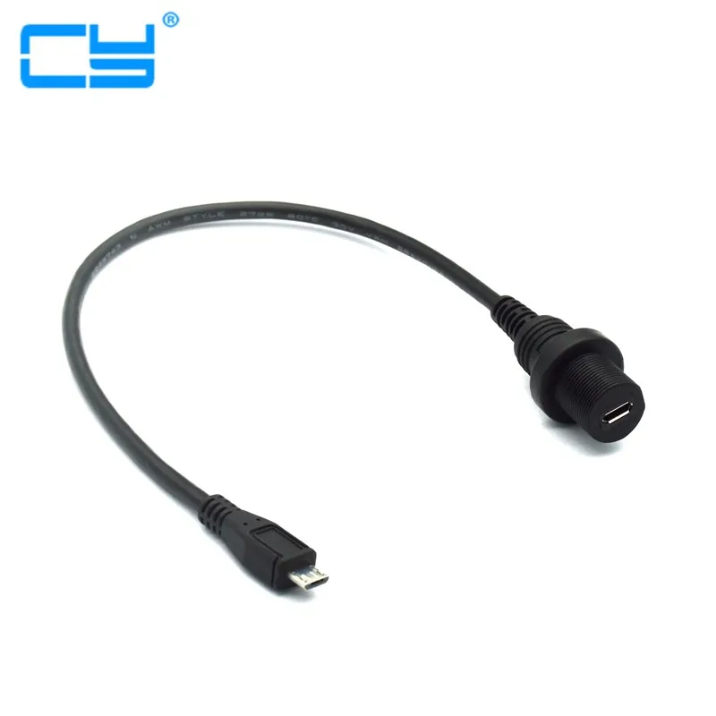 Micro USB 2.0 Panel Mount Connector IP67 Waterproof Cable 30cm Micro-USB 5pin Male To Female Extension Cord Cables Water Proof image 3