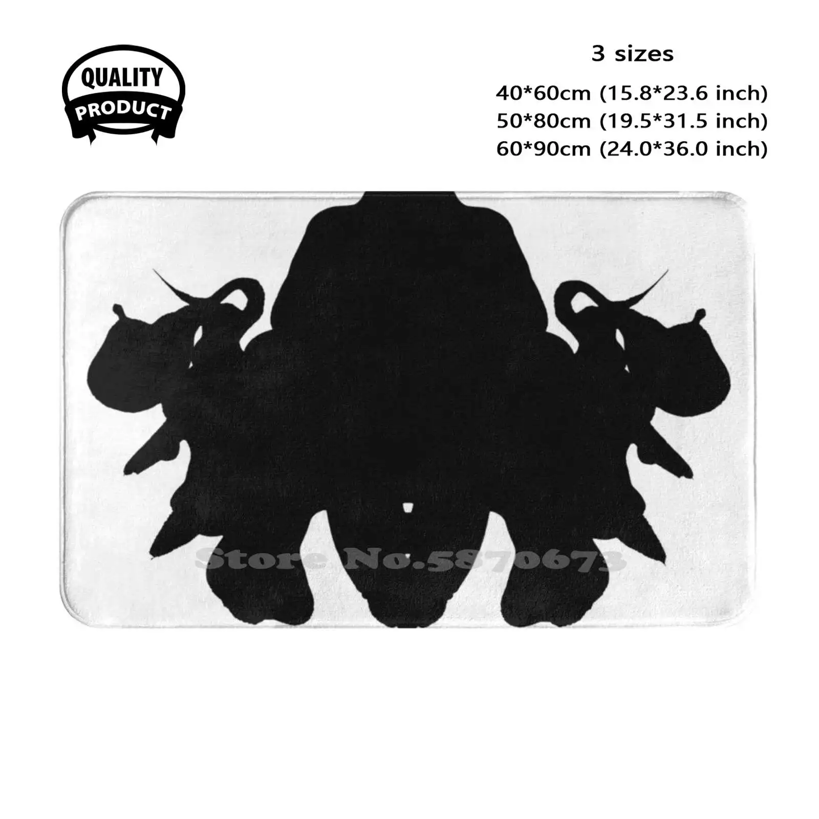 Rorschach - #3 Soft Cushion Home Carpet Door Mat Car Rug Monkeysoup Monkey Soup Ink Blots Blobs Black And White Rorschach