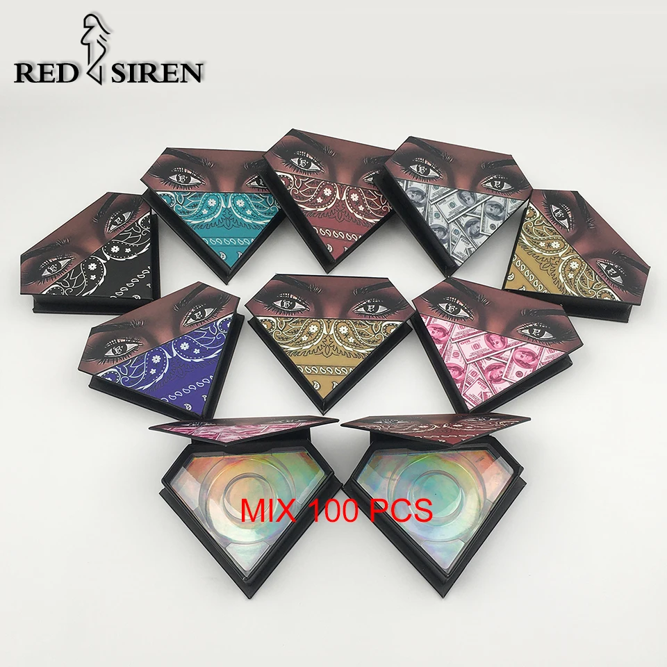 

100pcs/lot Eyelash Packaging Box Wholesale Rhombus Irregular Empty Lashes Packaging with Tray Bulk Makeup Lash Boxes Packaging