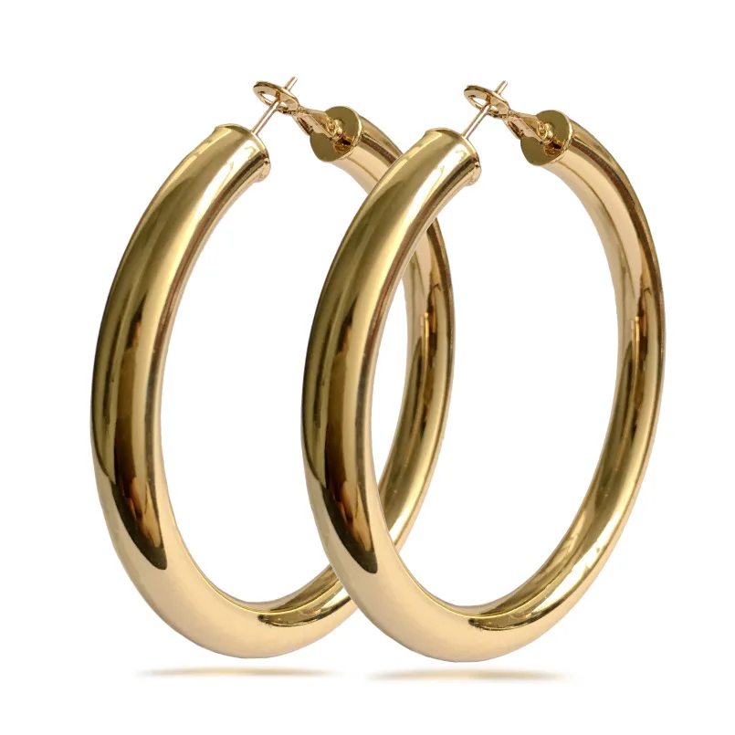 Large big Chunky thick hoop earrings for women night club party hyperbole earrings 70mm free shipping jewelry 2021