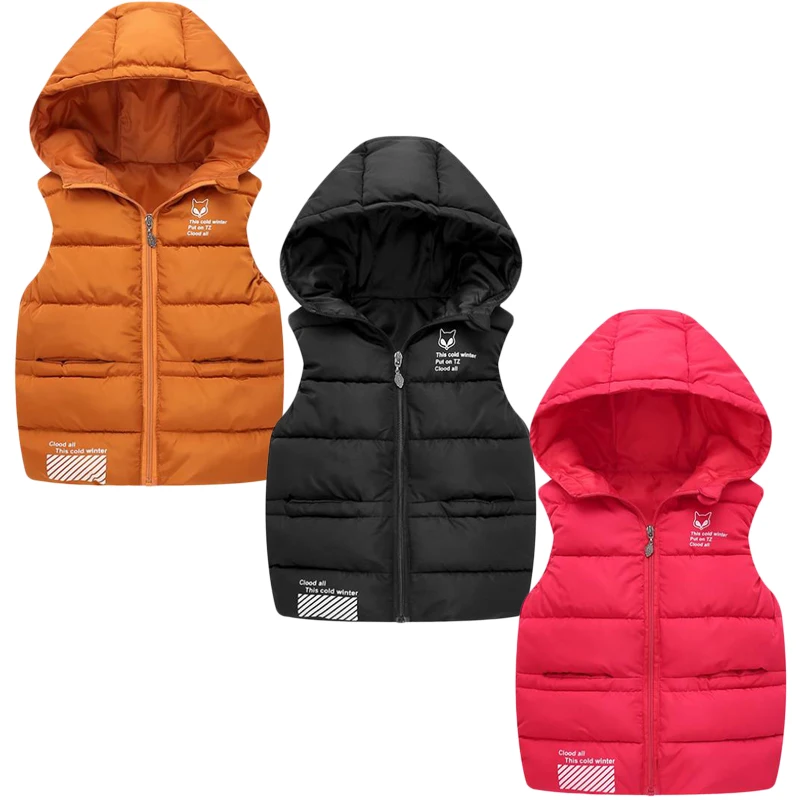 2020 New Children Down Vest Girls Hooded Jacket Winter Waistcoats Boy Baby Autumn Outerwear Coats 3-8 Years Kids Warm Clothes