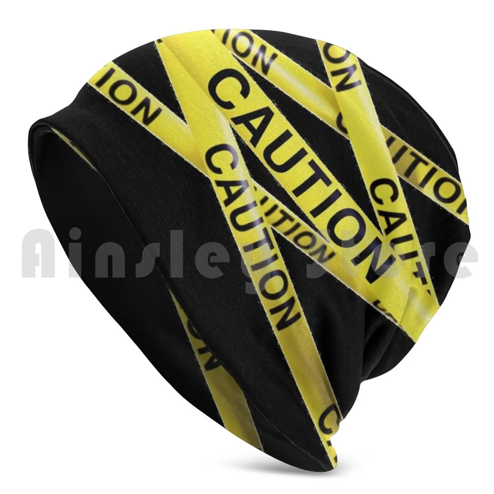 Caution Tape Do Not Cross Beanies Pullover Cap Comfortable Caution Tape Do Not Cross Warning Yellow Danger Black Sign