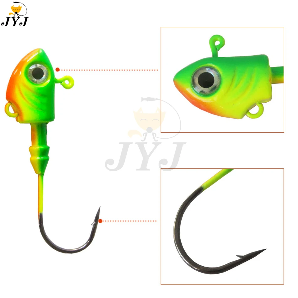2pcs/lot 10g 15g 20g 30g 40g 45g Colorful fish head hooks Jig Head Hook for Soft Shad Lure Strong Jig Head Jigging Bait Lure