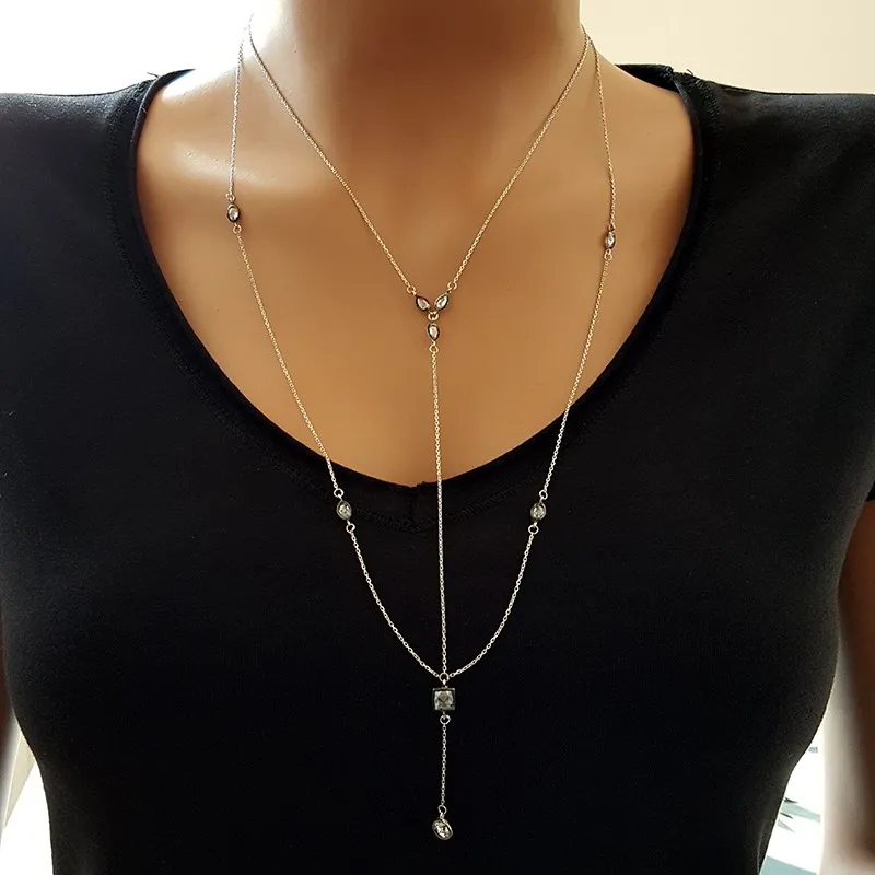 Fashion Layer Necklace 925 Silver Luxury Trendy Layered Necklace Body Jewellery ожерелье для женщин