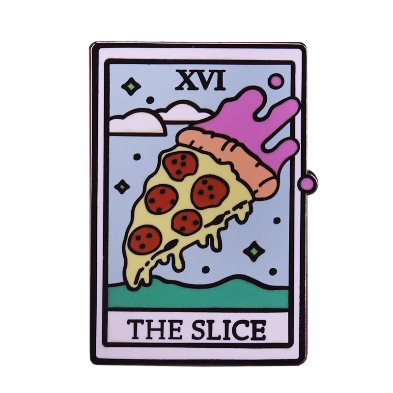 Tarot Card Pin Badge Pastel Gypsy Witch Fortune Teller Brooch I see pizza in your future...