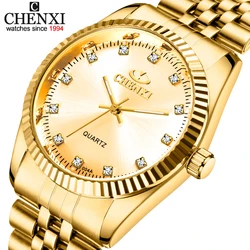 CHENXI Luxury Brand Golden New Clock Fashion Men Watch Stainless Steel Watperoof Quartz Watches Male Golden Wristwatch Wholesale