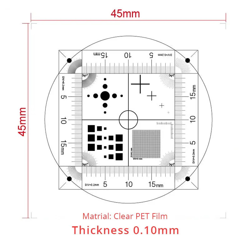 Transparent PET Microscope Micrometer Calibration Ruler multi  pattern