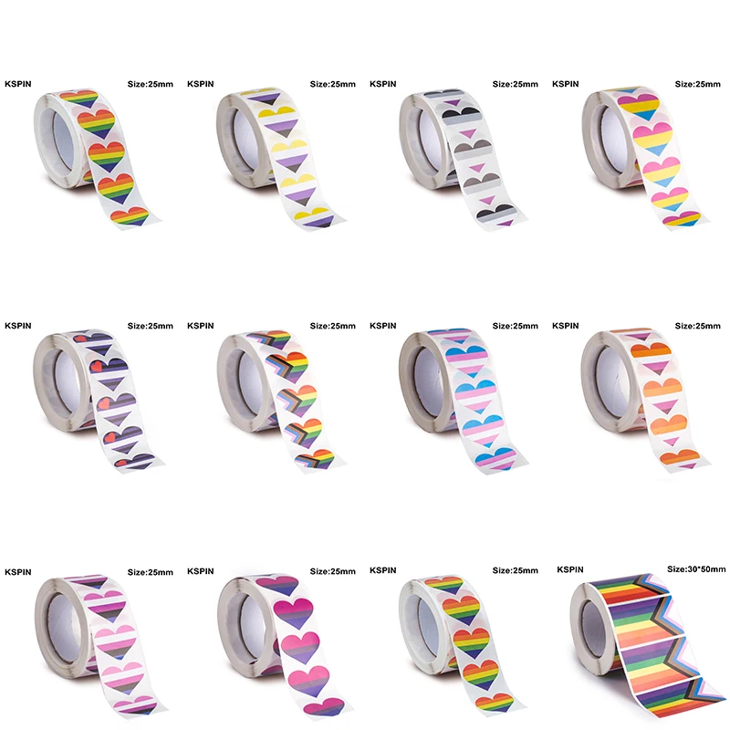 

500PCS Stickers 25mm Rainbow Transgender Bisexual Asexual Paper Sticker Label Packaging Seals Crafts Favor Tag Toppers Labels