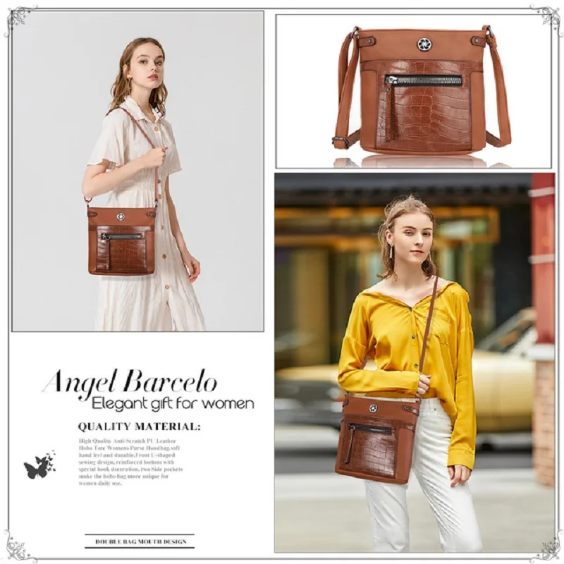 Angelkiss Women Bag 2023 Winter Shoulder Bags Brown Small Messenger Bag Fashion Lady Crossbody Purse Crossover Wallet Money Pack