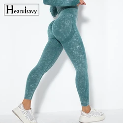 Washed Seamless Yoga Pants For Women High Waist Gym Workout Leggings Belly Control Fitness Running Sports Butt Lifting Leggings