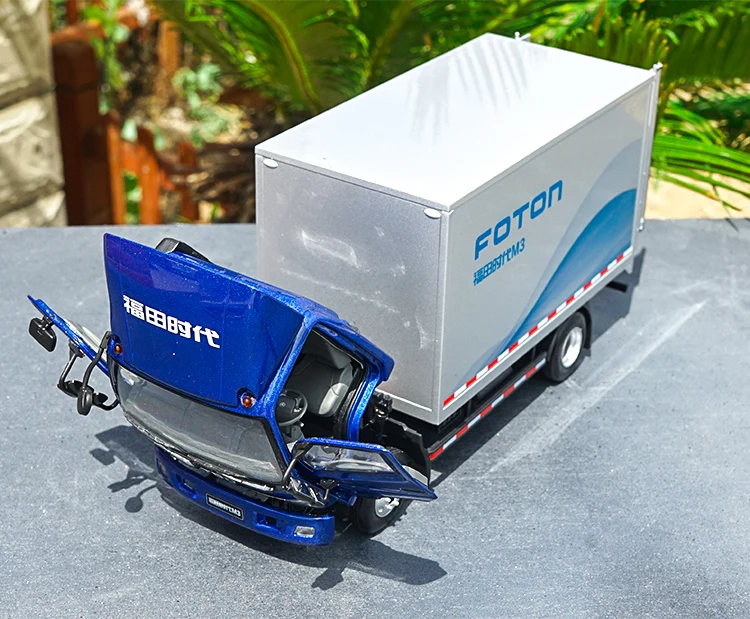 Diecast 1:24 Foton Forland M3 Container Box Truck Model Blue Van Truck Model with Small Gift