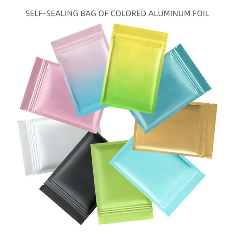 1000pcs/lot Retail Colorful Heat Sealable Food Storage Zip Bag Small Aluminum Foil Plastic Zip Lock Packaging Bags Pouches