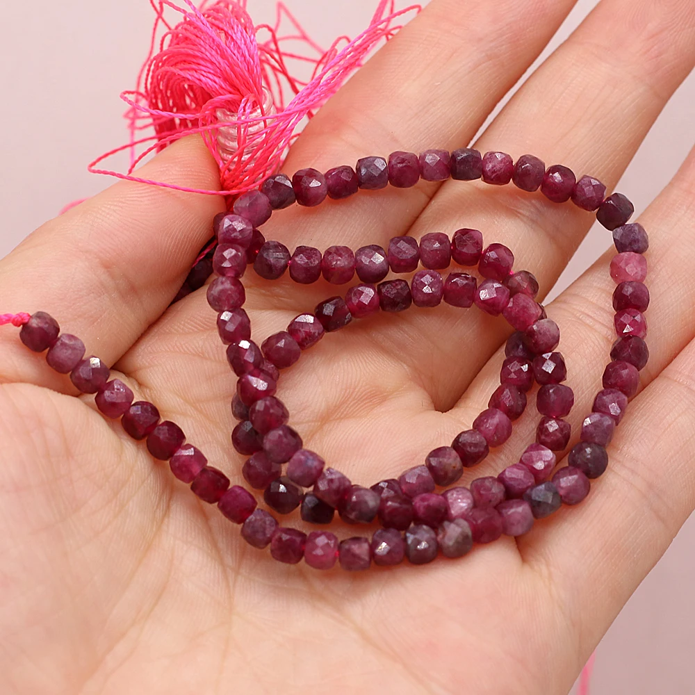 Natural Semi Precious Stone Faceted Irregular Square Ruby Ladies Beading Making DIY Necklace Bracelet Jewelry Gift Accessories