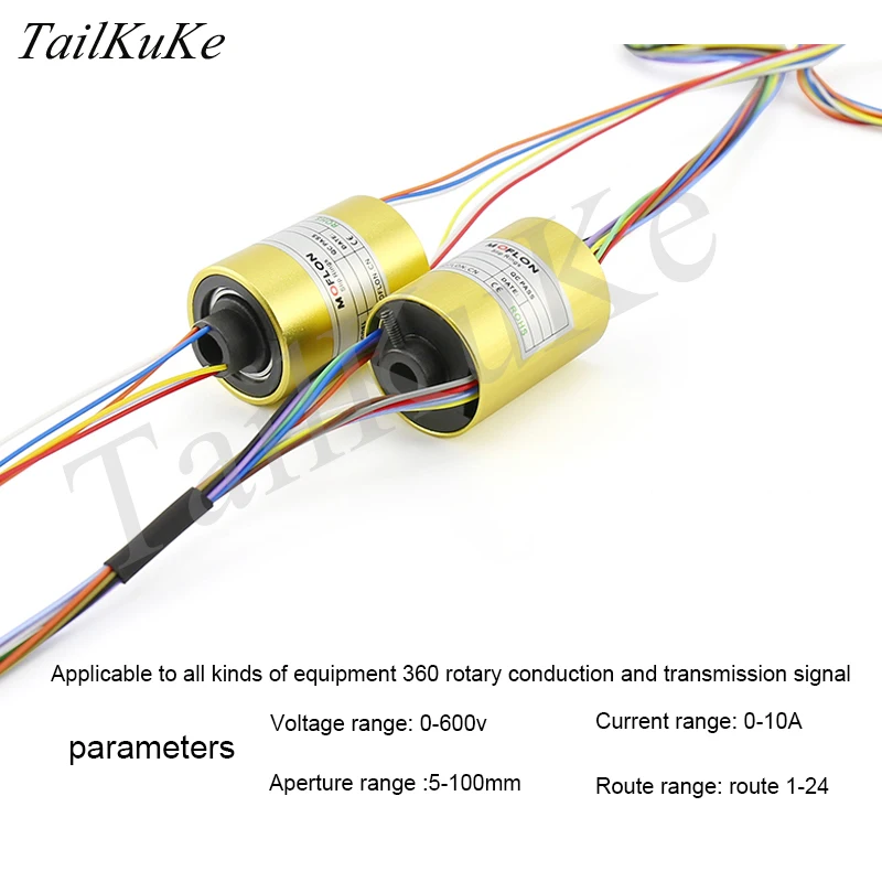 Slide ring rotating conductive  collector brush through  hole inner diameter 2 4 6 8 12 wire connector Slip contact ring