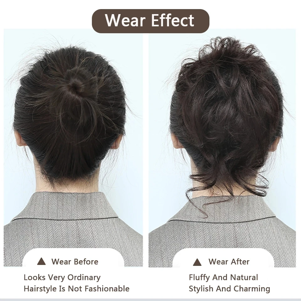 MSTN Tóc Tổng Hợp Bun Chignon Rối Tóc Xoăn Tóc Giả Giả Tóc Miếng Cho Nữ Kẹp Tóc Nâu Đen Tóc Bộ Tóc Giả