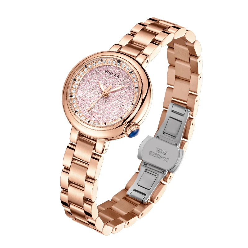 WIILAA Fashion Creative High Quality Quartz Ladies Wrist Watch Elegant Sport Girl Bracelet Stainless Steel Women Watch Rose Gold