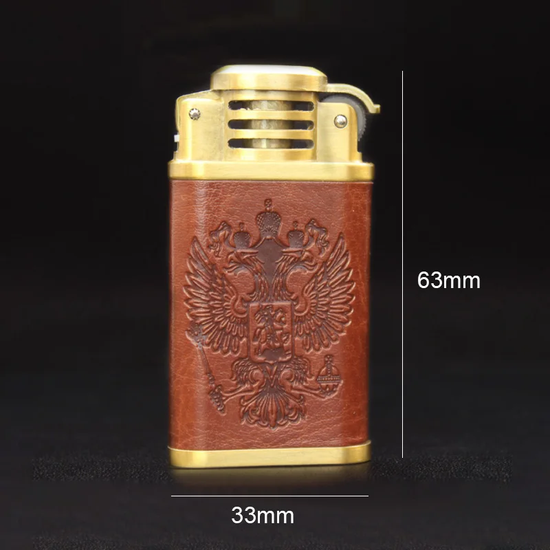 Fast Shipping Portable Kerosene Lighter Vintage Leather Petrol Oil Encendedor Metal Classic Gasoline Fluid Cigarette Lighters