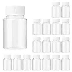 18Pcs Klar Pille Flasche Kunststoff Medizin Flasche Leere Reagenz Flasche mit Kappen für Flüssigkeit Solide Pulver Medizin 80ML