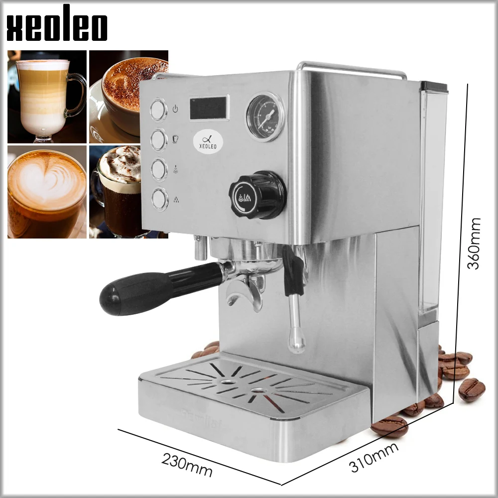 Xeoleo 1350W ekspres do kawy ze stali nierdzewnej włoski 15bar komercyjna pompa Espresso ekspres do Cappuccino 220-240V/50Hz