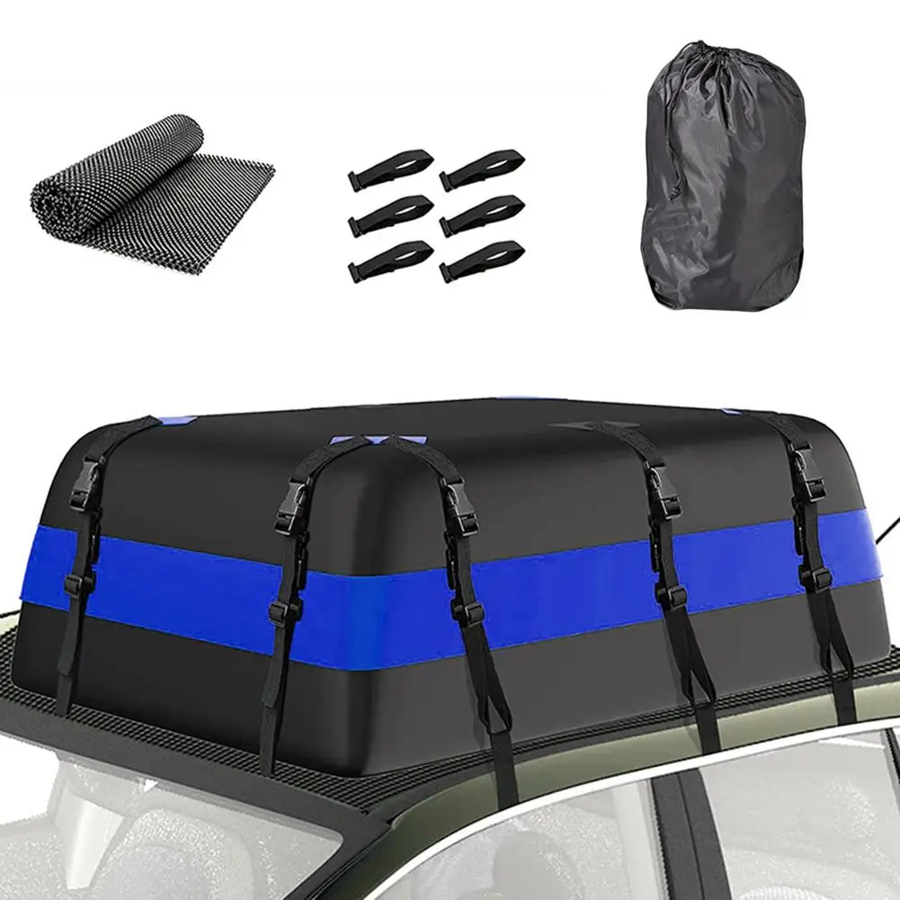 Car Roof Luggage Bag 15 Cubic Waterproof Rooftop Cargo Carrier With Drawstring With Non-slip Pad For Cars Luggage Easy To Insta