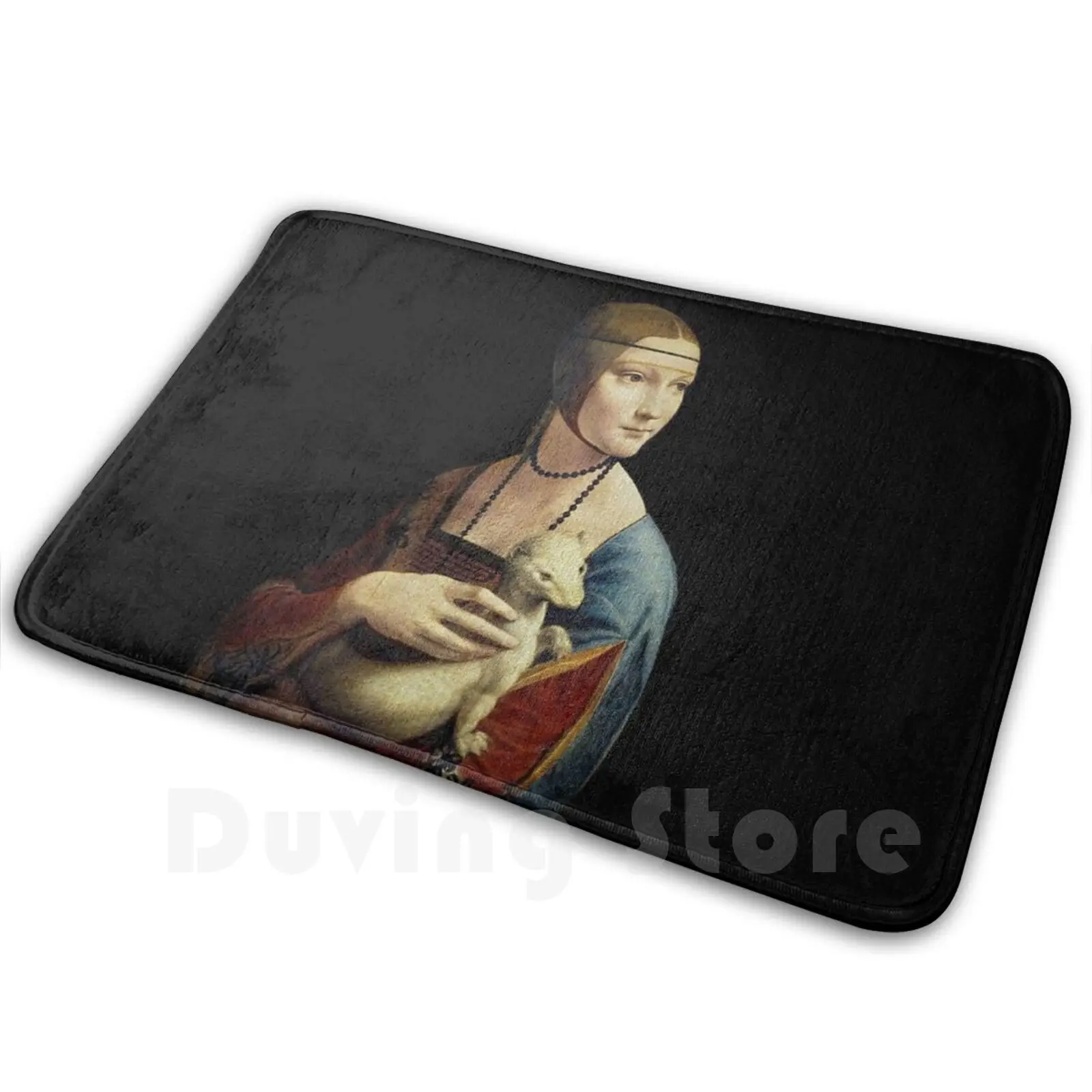 Lady With An Ermine-Leonardo Da Vinci Carpet Mat Rug Cushion Soft Non-Slip Lady With An Ermine Dama Con Lermellino Lady