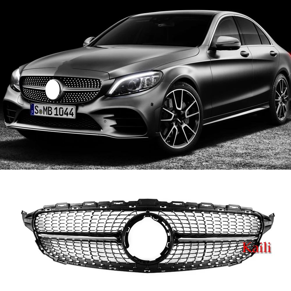 

ABS Racing Grills For Mercedes Benz C Class W205 c200 c250 c300 2015-2018 Front Grilles Bumper Lip Car Styling