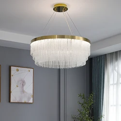 Modern Gold Luster Crystal Chandelier, Home Decor & Lighting For Living Room Dining Room Bedroom, Round/Oval Ceiling Chandelier