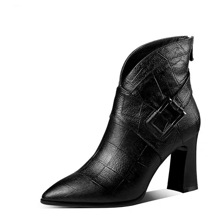 Sexy Women Boots 2020 Autumn and Winter V-Neck High Heels Ankle Shoes Boots Leather Booties Feminina Woman Wedding Party Shoes