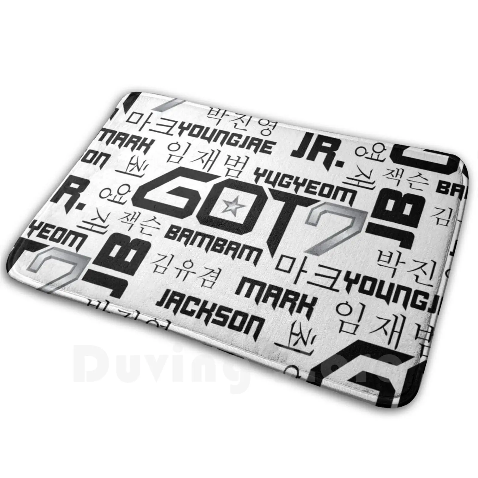 Got7 Carpet Mat Rug Cushion Soft Got7 Kpop Korean Pop Bambam Jackson Jr Mark Youngjae Yugyeom Jb Black White Got