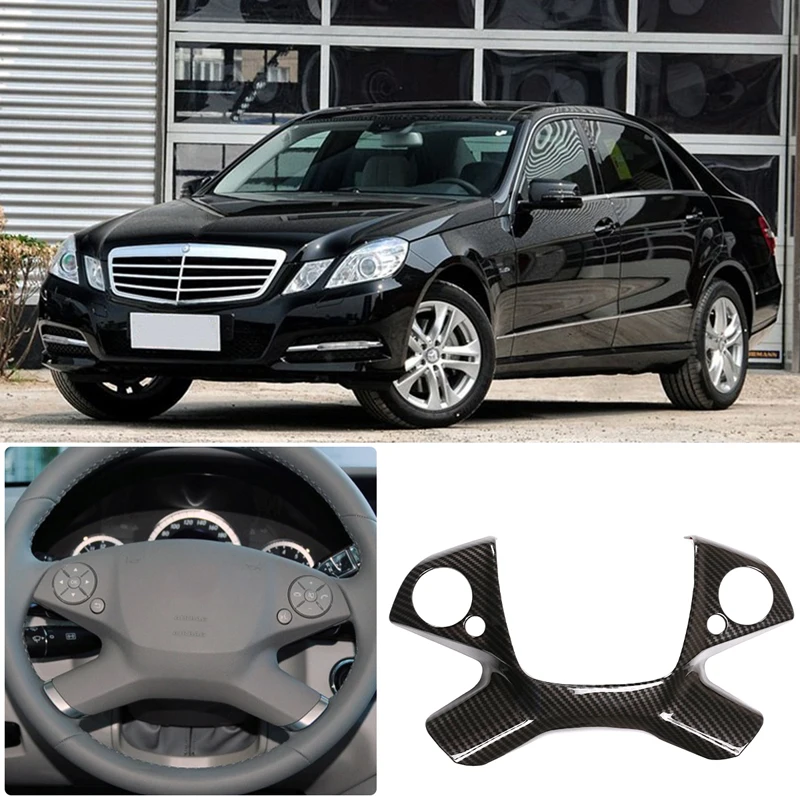 For 2009-13 Mercedes-Benz E-Class W212 W207 ABS Carbon Fiber Style Car Styling Car Steering Wheel Panel Cover Sticker Auto Parts