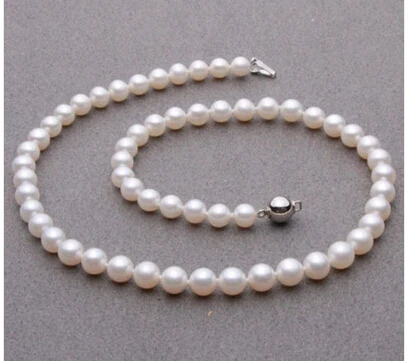 gold clasp 8-8.5mm AAA White South Sea Round Pearl Necklace 17