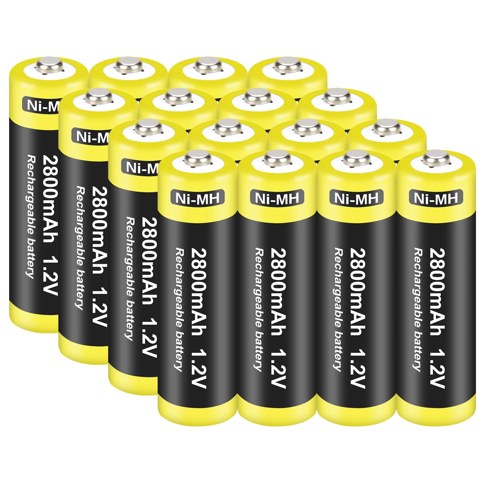 16 Packs 2800mAh 1.2V AA Ni-MH Rechargeable Battery for AA Batteries (Case included)