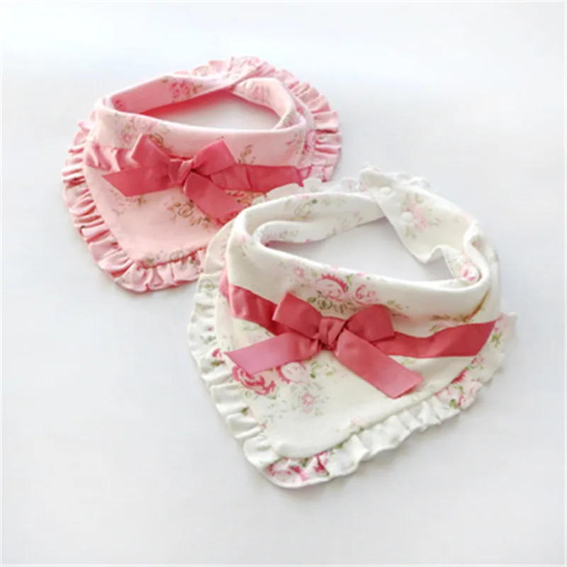 Baby Bibs Boy Girl Bandana Cotton Absorb Bib Burp Cloth Triangle Baby Floral Scarf With Bowknot Burp Newborn Princess Accessorie