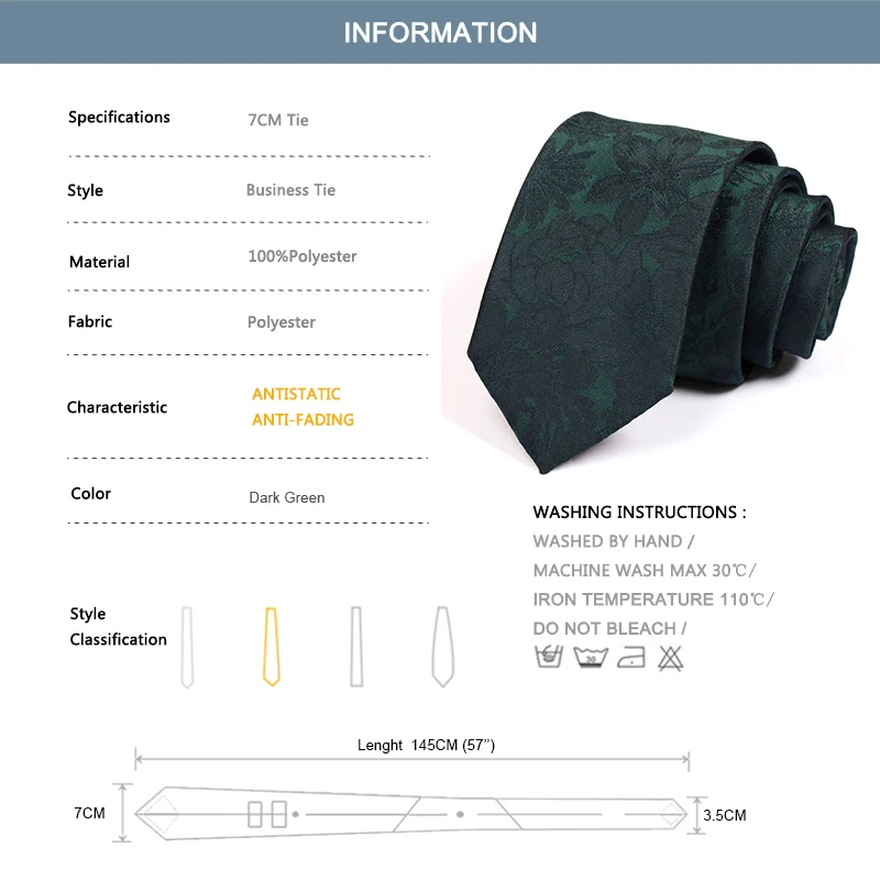 2020 New Men's Business Tie Green 7Cm Ties For Men High Quality Fashion Fromal Necktie Male Floral Jacquard Neck Tie Gift Box