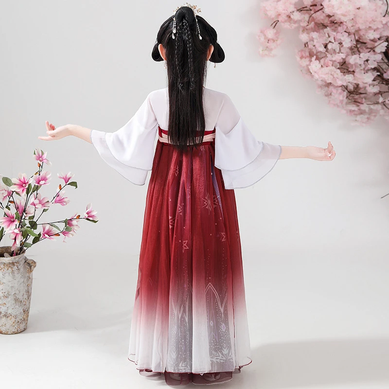 Falda China hanfu para niñas, vestido Retro de estilo Oriental chino, traje Tang para cosplay, vestido de princesa, regalo de Navidad