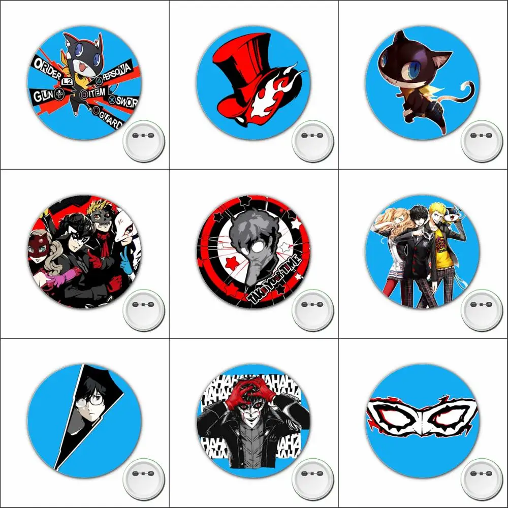 3 buah lencana Cosplay Game Persona 5 pin bros kartun untuk tas ransel aksesori baju kancing lencana