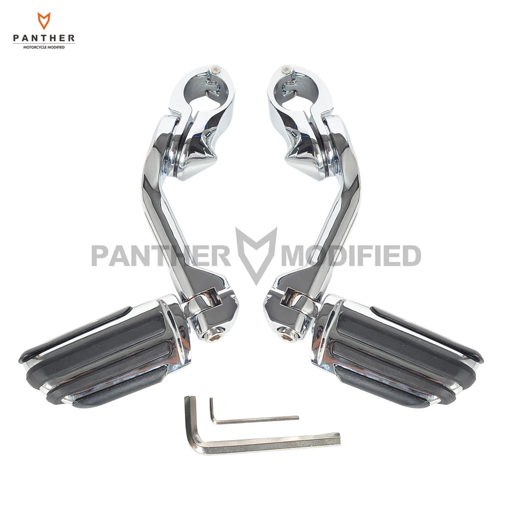 

Chrome Long Angled Anti Vibration Motorcycle Foot peg Moto Foot Rest case for Honda Harley Suzuki Kawasaki 1-1/4" 32mm Bar