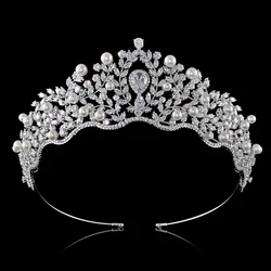 YCDZSWWL European Style Ladies Gorgeous Bridal Crystal Wedding Tiaras Cubic Zirconia Inlayed Queen Crown Hair Jewelry