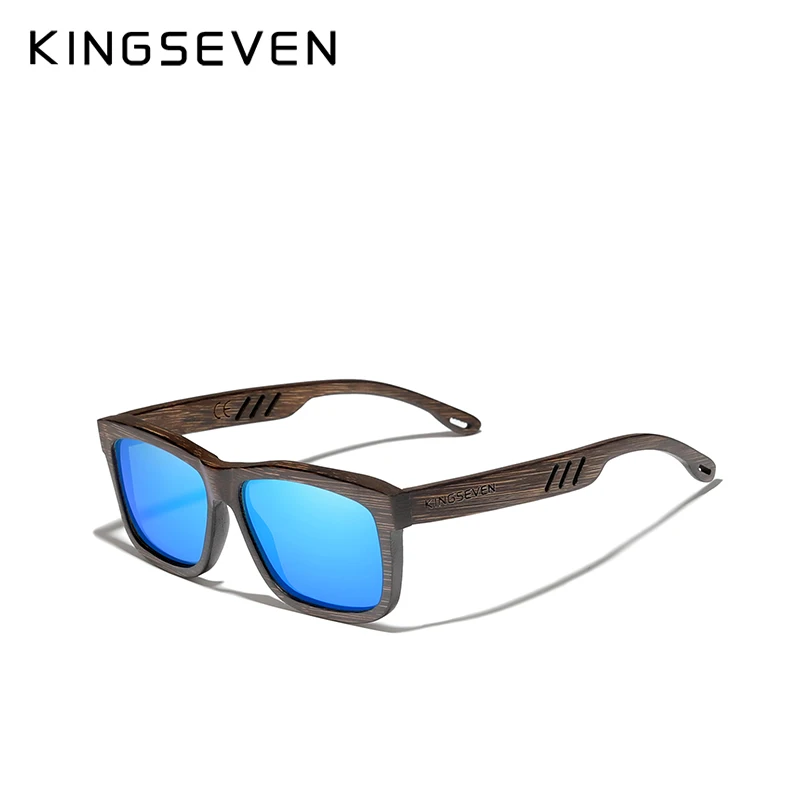 KINGSEVEN Retro Marken-Herrensonnenbrille Polarisiert Natürliches Holz Bambus Hohltemperament-Design Handgefertigte Bambusrohr-Verpackung