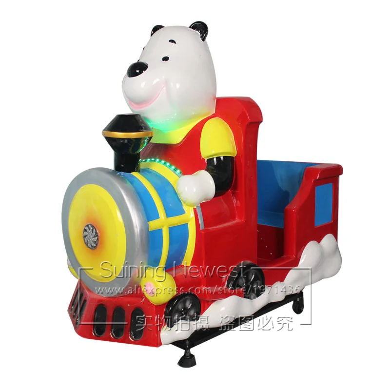 Thailand Shopping Malls Factory Price Coin Operated Amusement Arcade Game Swing Machine Fiberglass Bear Train Kiddie Rides