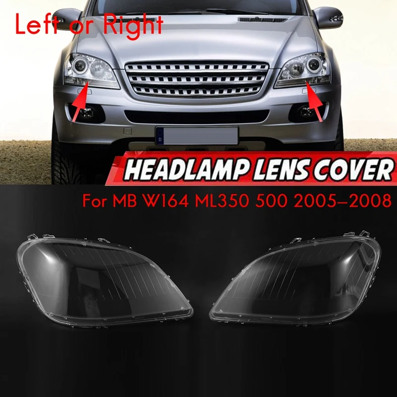 

for Mercedes-Benz W164 ML350 500 2005-2008 Side Headlight Lens Cover Head Light Transparent Lampshade Shell Glass