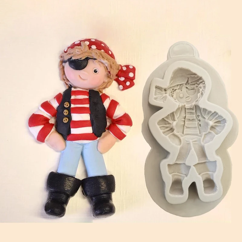 Pirate Sugar Buttons Moulds Fondant Cakes Decor Tools Silicone Molds Sugarcraft Chocolate Baking Tools For Cakes Gumpaste Form