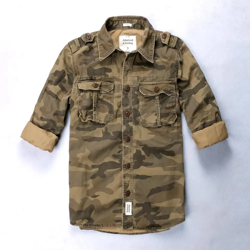 Outdoor Men Army Cargo Shirt High Quality Spring Autumn Cotton Camouflage Shirt Men Lapel Long Sleeve Tactical Shirts S-XXL Size