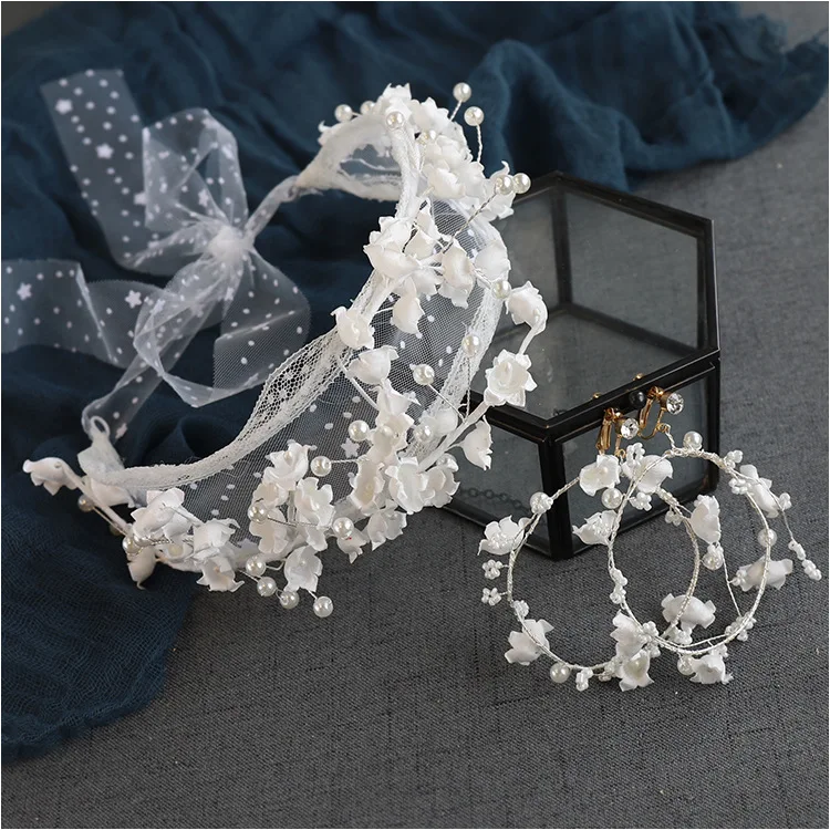 Bridal Headwear Beauty New Lace Mesh Small Flower Headband Wedding Dress Travel Photo Accessories