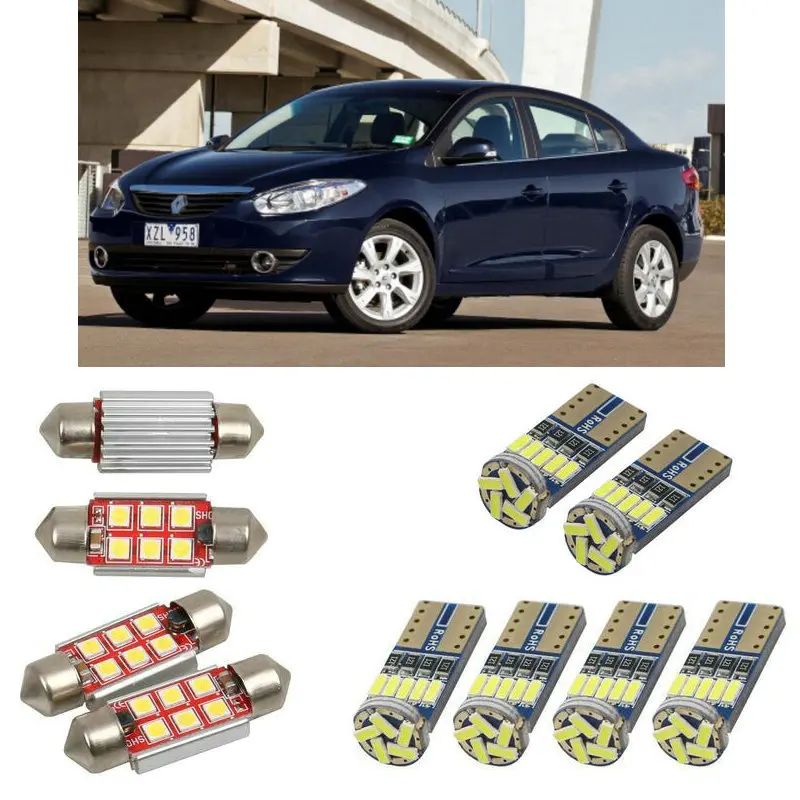 

Внутренние светодиодные автомобильные флейты для Renault fluence L3 sedan 2010, автомобильные аксессуары, Φ номерной знак, светильник 12pc